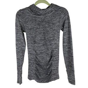 Athleta Hooded Athletic Top Gray Thumbholes Sz. S
